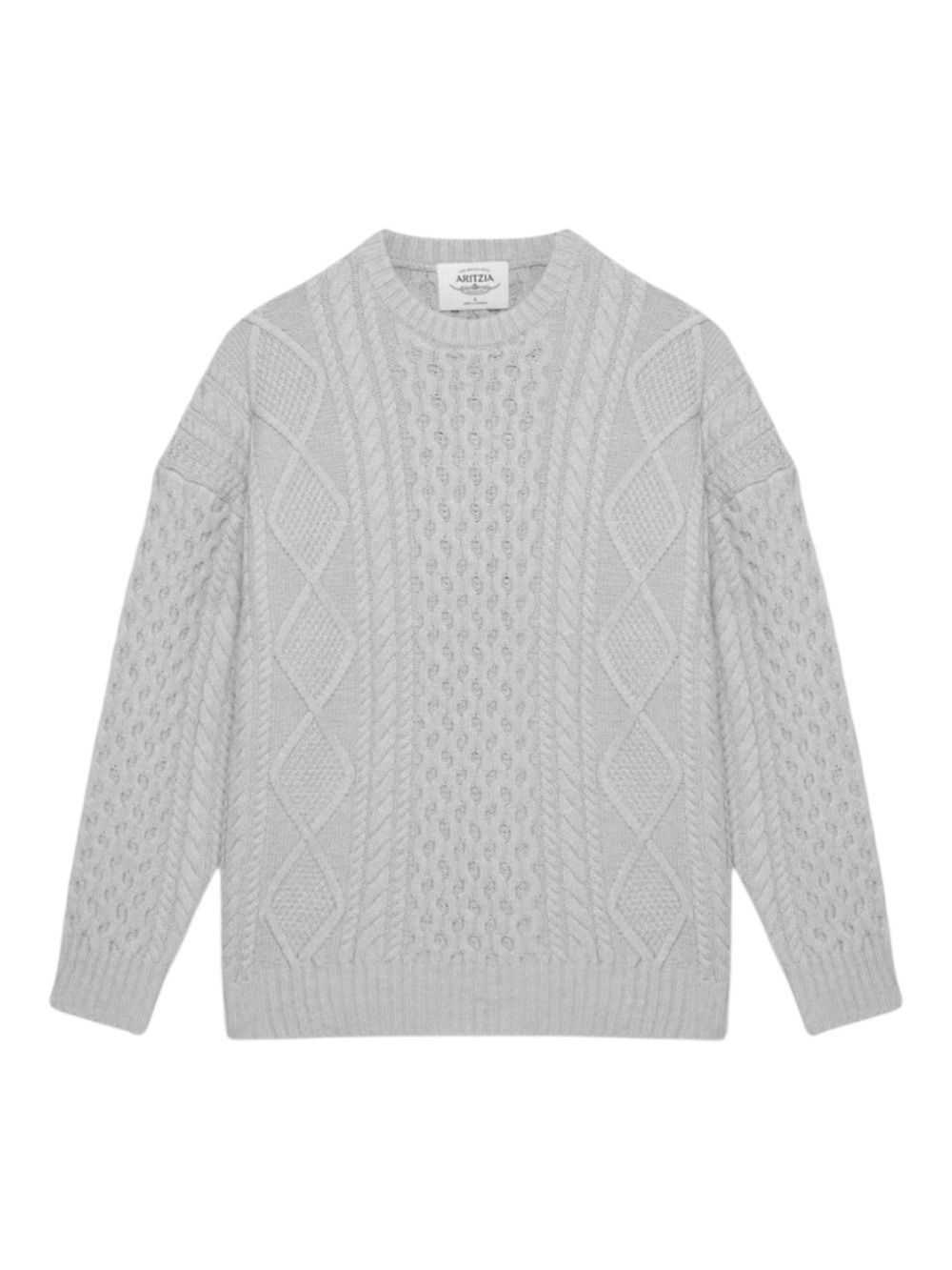 NWT Aritzia Heritage Knit Merino Wool Crew Sweater Heather Chrome M